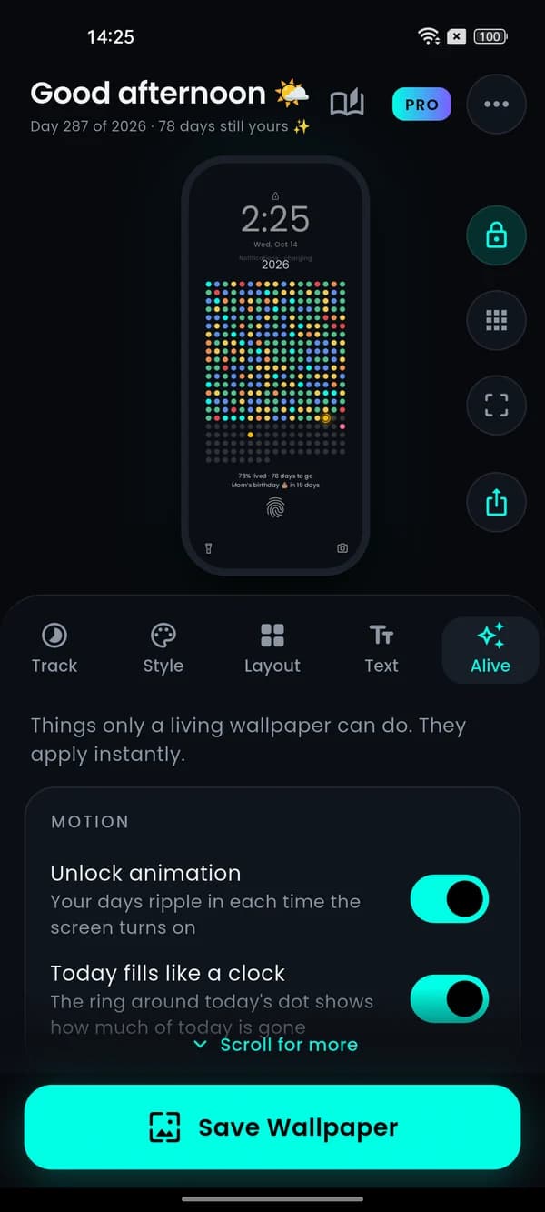 Alive settings