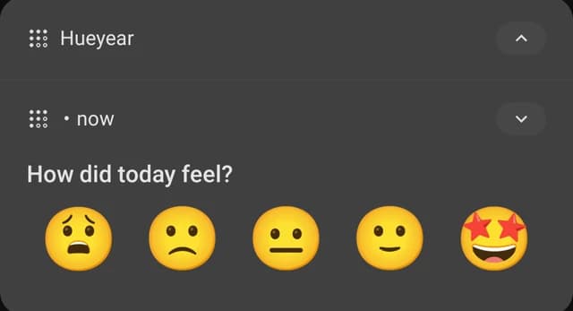 Check-in notification with five faces to tap